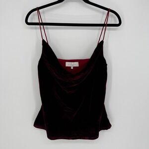 L'ACADEMIE THE LULU TOP IN SANGRIA RED SMALL VELOUR TOP FLIRTY SEXY DATE CLUB